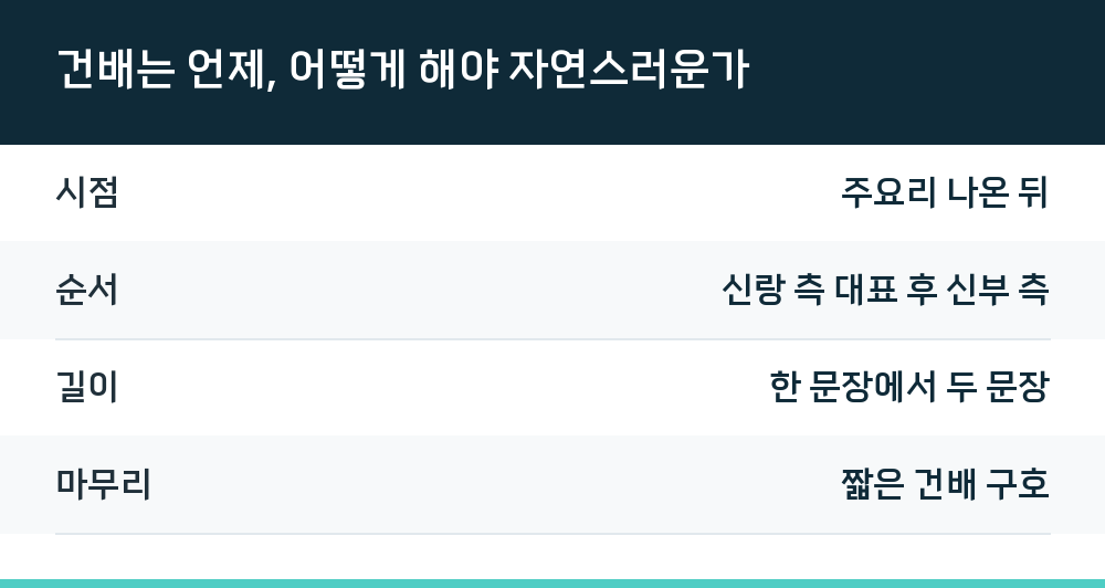 건배는 언제, 어떻게 해야 자연스러운가