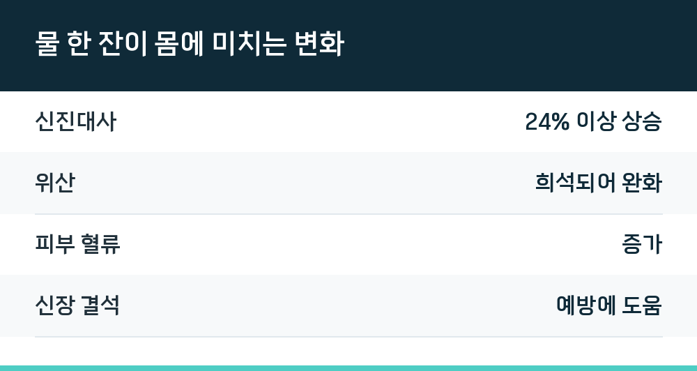 물 한 잔이 몸에 미치는 변화