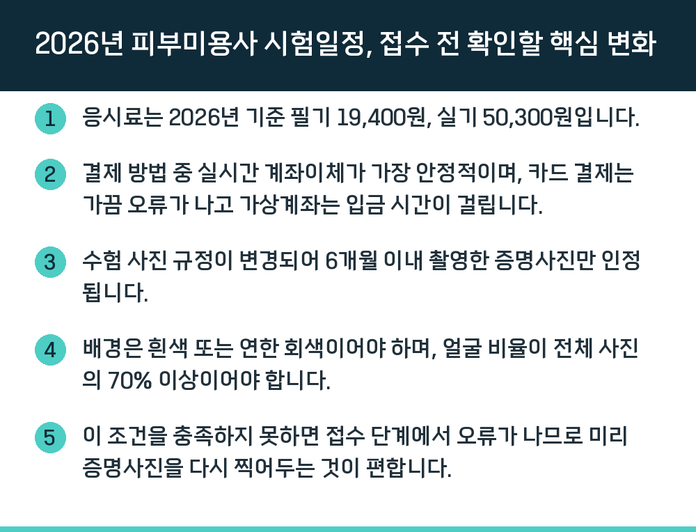 2026년 피부미용사 시험일정, 접수 전 확인할 핵심 변화