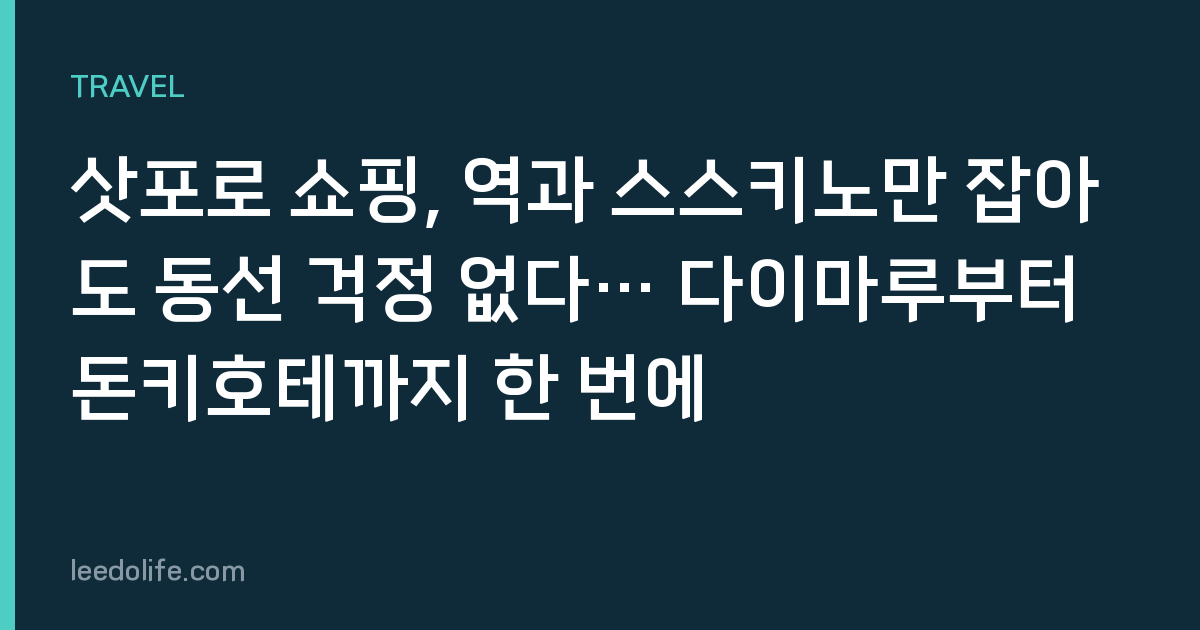삿포로 쇼핑, 역과 스스키노만 잡아도 동선 걱정 없다… 다이마루부터 돈키호테까지 한 번에