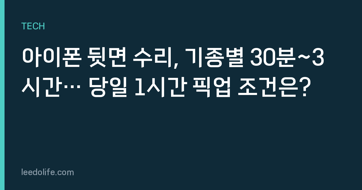 아이폰 뒷면 수리, 기종별 30분~3시간… 당일 1시간 픽업 조건은?