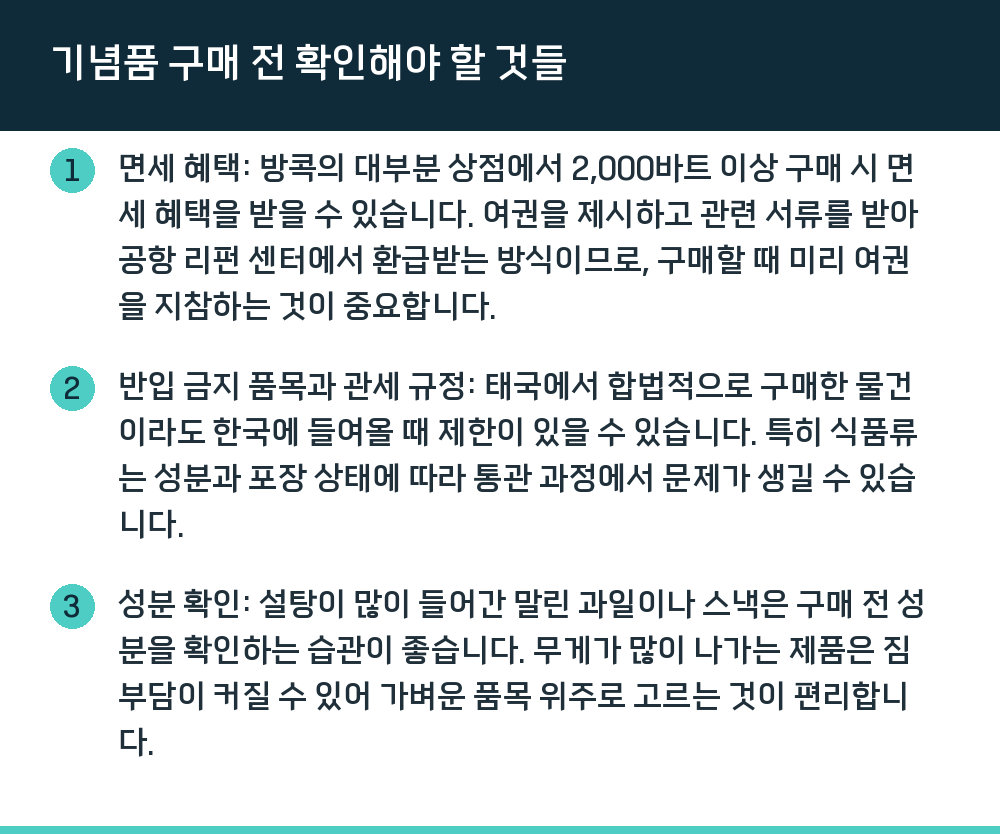 기념품 구매 전 확인해야 할 것들