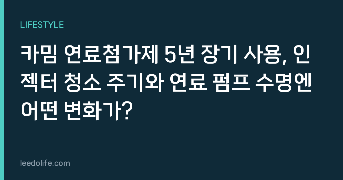카밈 연료첨가제 5년 장기 사용, 인젝터 청소 주기와 연료 펌프 수명엔 어떤 변화가?