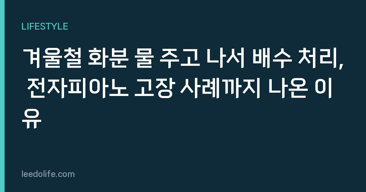 겨울철 화분 물 주고 나서 배수 처리, 전자피아노 고장 사례까지 나온 이유
