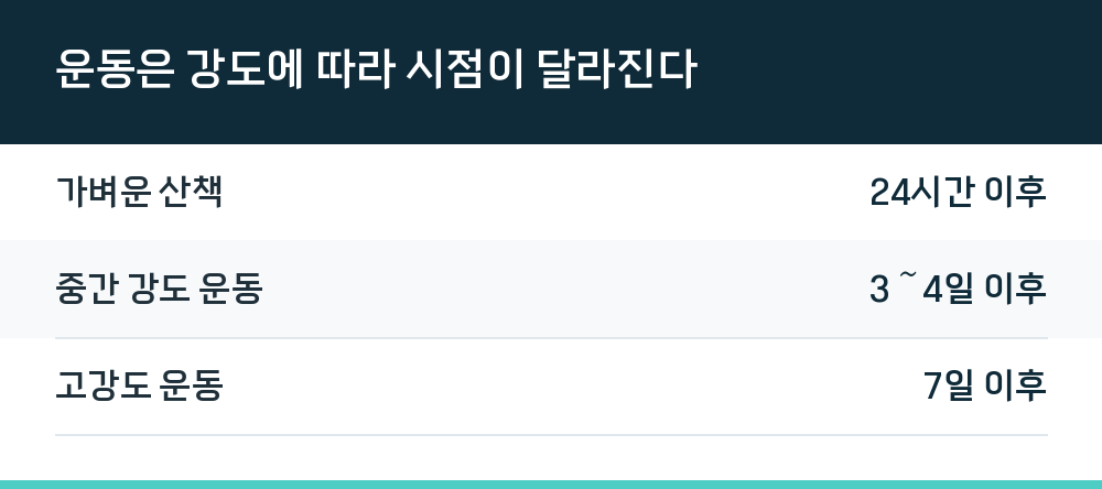 운동은 강도에 따라 시점이 달라진다