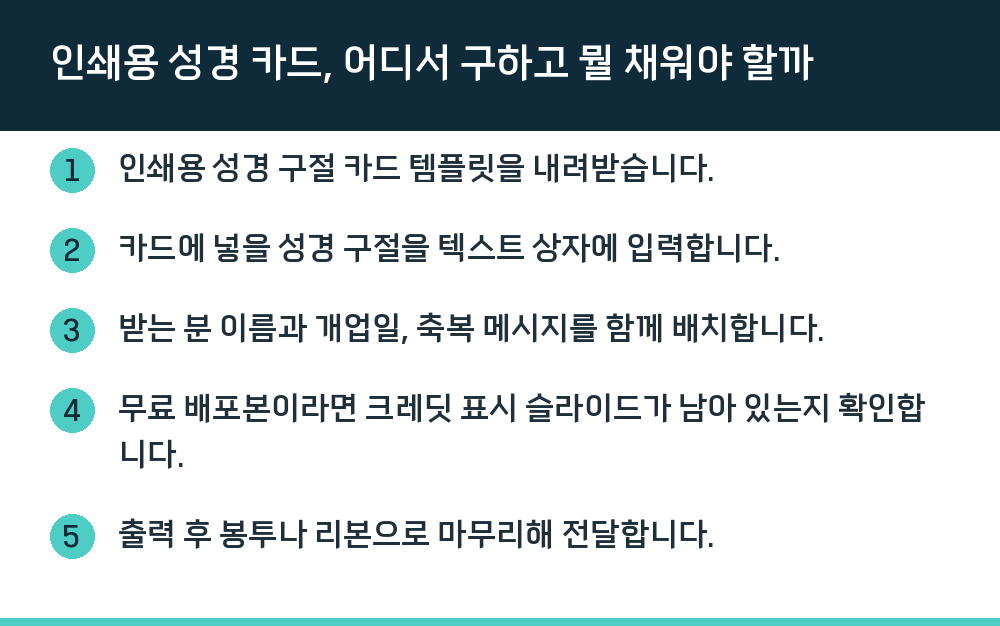 인쇄용 성경 카드, 어디서 구하고 뭘 채워야 할까