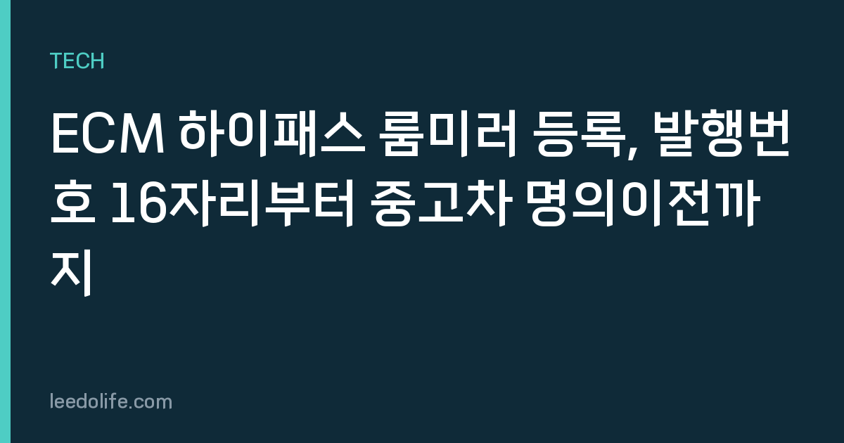 ECM 하이패스 룸미러 등록, 발행번호 16자리부터 중고차 명의이전까지