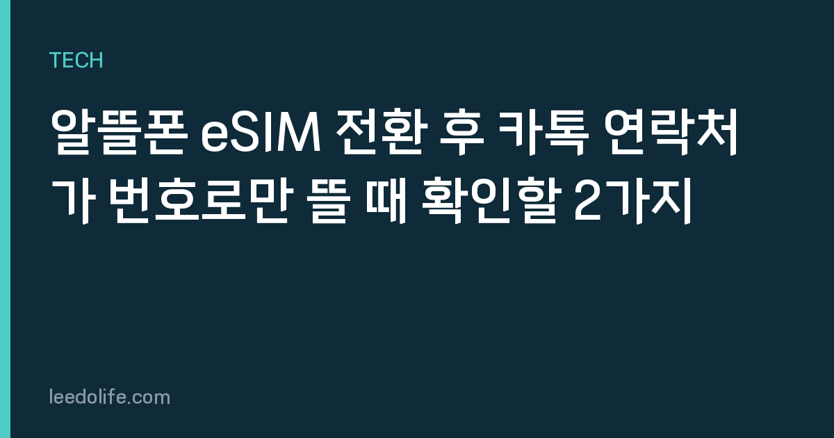 알뜰폰 eSIM 전환 후 카톡 연락처가 번호로만 뜰 때 확인할 2가지