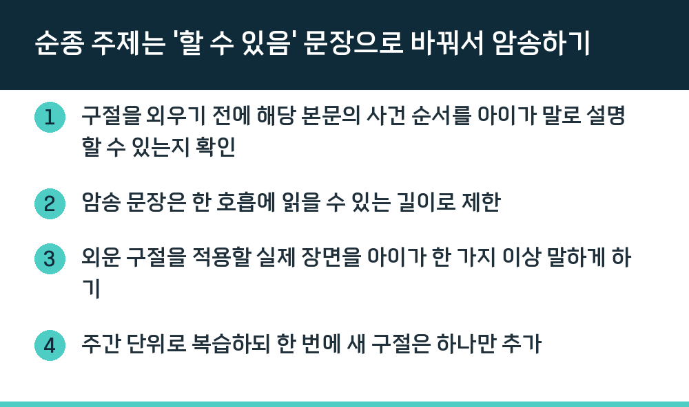 순종 주제는 '할 수 있음' 문장으로 바꿔서 암송하기