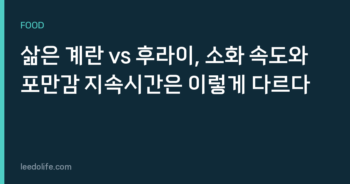 삶은 계란 vs 후라이, 소화 속도와 포만감 지속시간은 이렇게 다르다