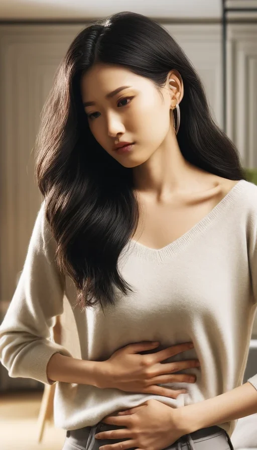 맹장수술 후 좋은 음식 소화가 잘 되는 음식을 고민하는 여성