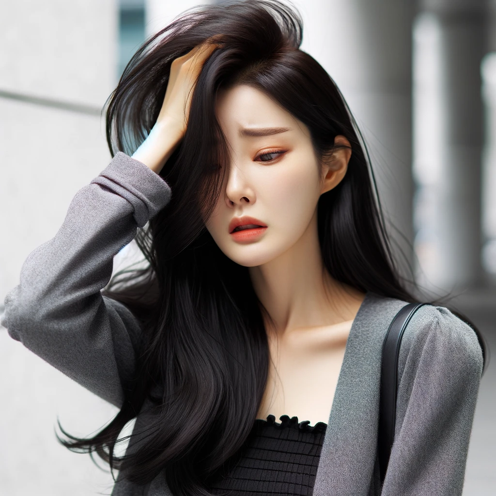 속이 울렁거리고 어지러움 증상 때문에 고통스러운 여성