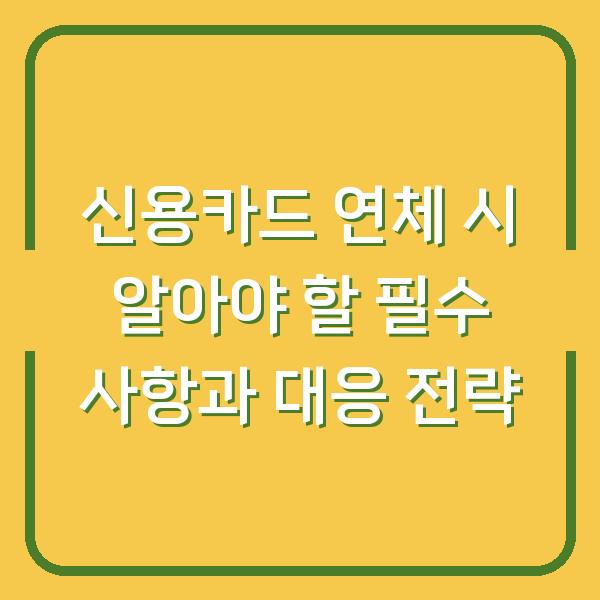 신용카드 연체 시 알아야 할 필수 사항과 대응 전략