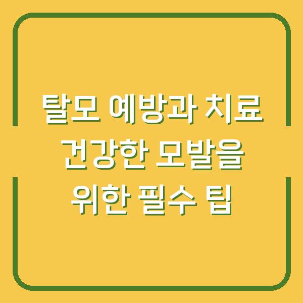 탈모 예방과 치료 건강한 모발을 위한 필수 팁