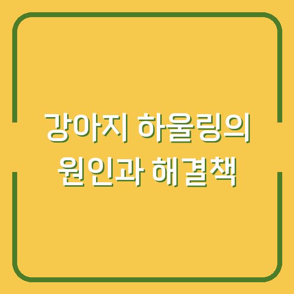 강아지 하울링의 원인과 해결책