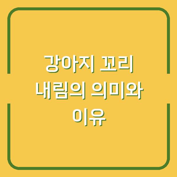 강아지 꼬리 내림의 의미와 이유