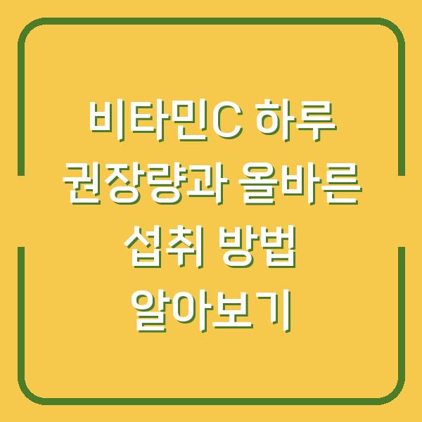 비타민C 하루 권장량과 올바른 섭취 방법 알아보기