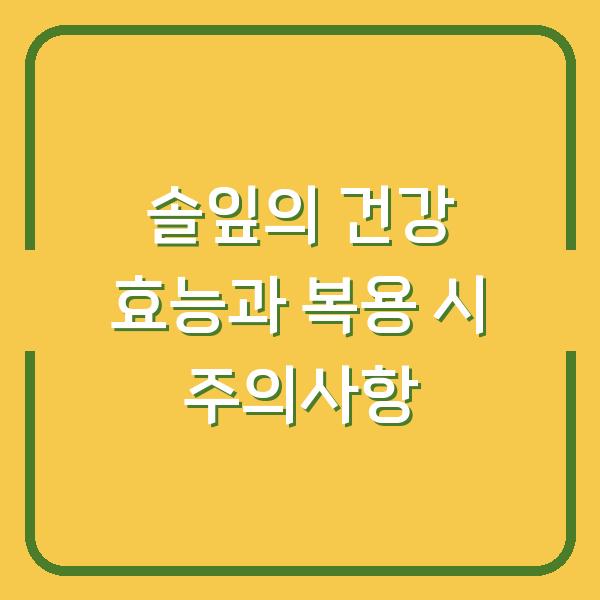 솔잎의 건강 효능과 복용 시 주의사항