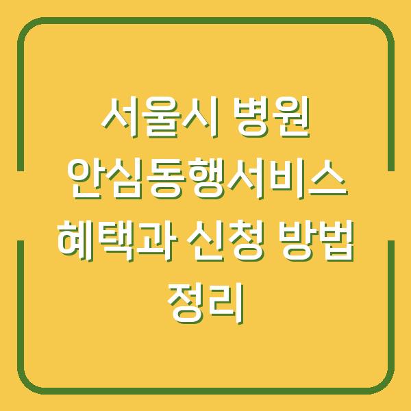 서울시 병원 안심동행서비스 혜택과 신청 방법 정리