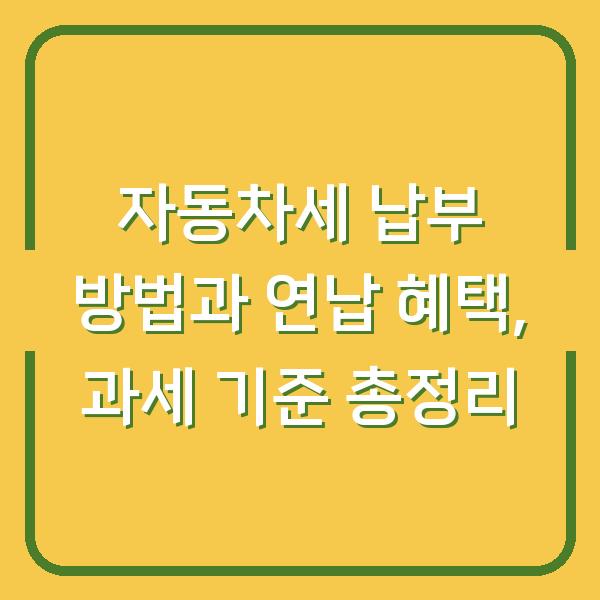 자동차세 납부 방법과 연납 혜택, 과세 기준 총정리