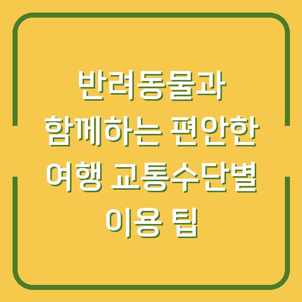 반려동물과 함께하는 편안한 여행 교통수단별 이용 팁