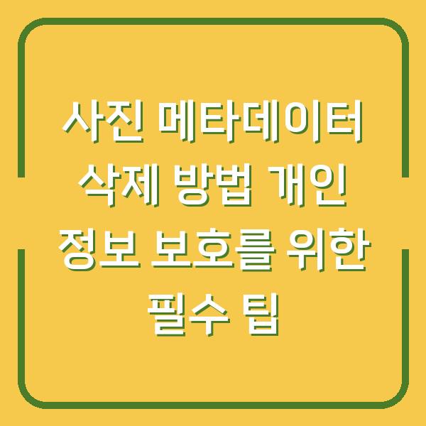 사진 메타데이터 삭제 방법 개인 정보 보호를 위한 필수 팁