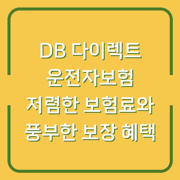 DB 다이렉트 운전자보험 저렴한 보험료와 풍부한 보장 혜택