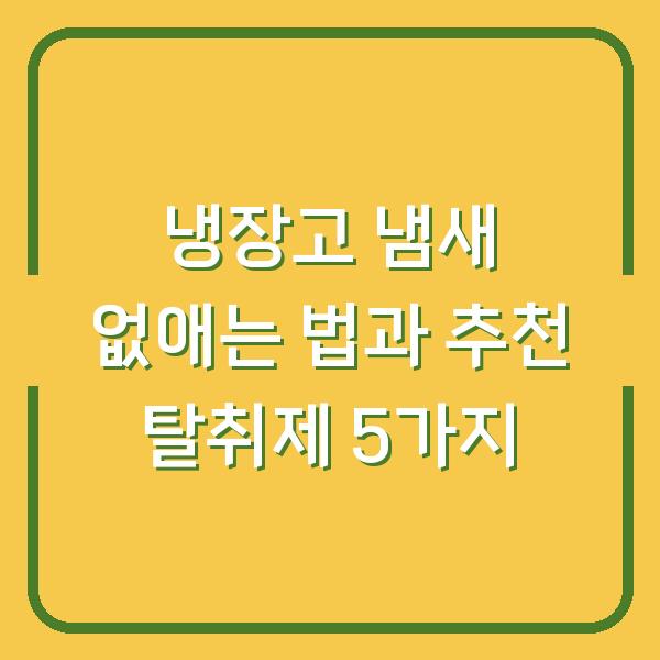 냉장고 냄새 없애는 법과 추천 탈취제 5가지