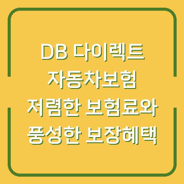 DB 다이렉트 자동차보험 저렴한 보험료와 풍성한 보장혜택