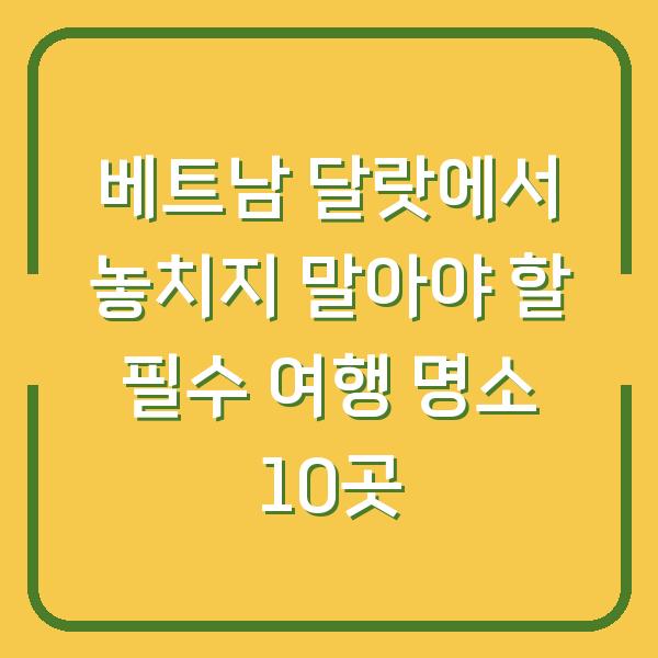 베트남 달랏에서 놓치지 말아야 할 필수 여행 명소 10곳