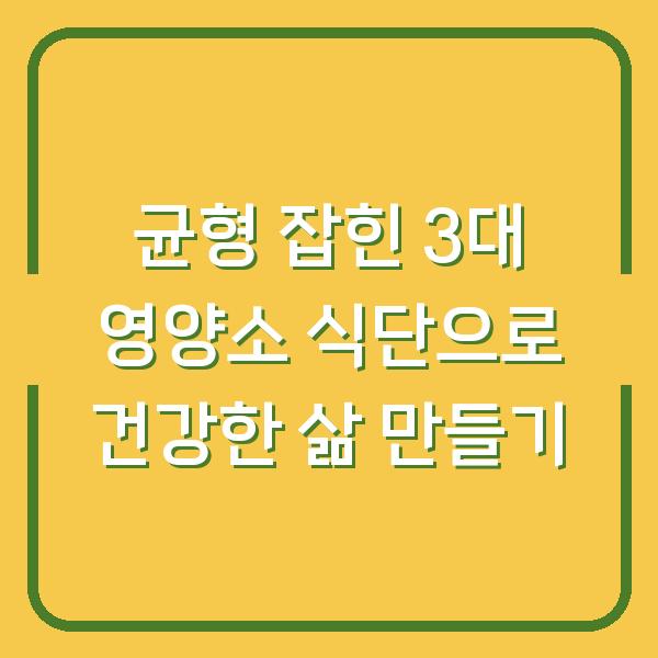 균형 잡힌 3대 영양소 식단으로 건강한 삶 만들기