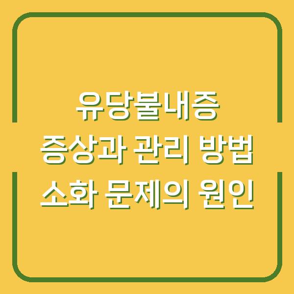 유당불내증 증상과 관리 방법 소화 문제의 원인