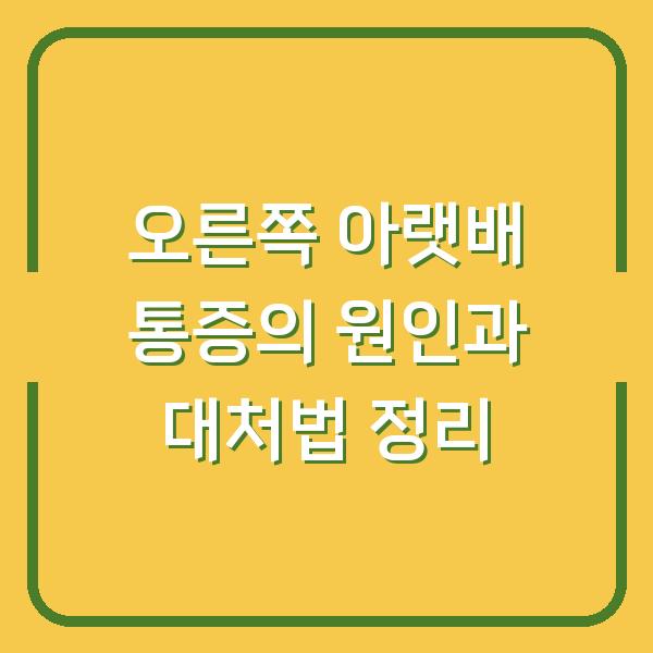 오른쪽 아랫배 통증의 원인과 대처법 정리