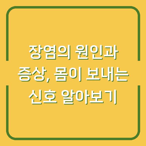 장염의 원인과 증상, 몸이 보내는 신호 알아보기