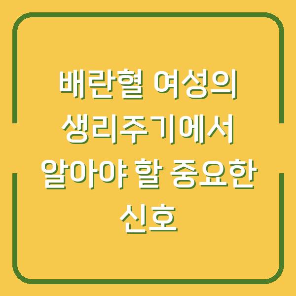 배란혈 여성의 생리주기에서 알아야 할 중요한 신호