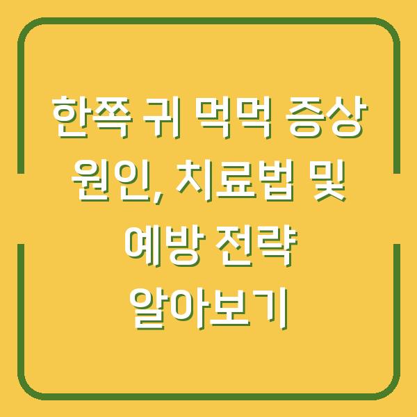 한쪽 귀 먹먹 증상 원인, 치료법 및 예방 전략 알아보기