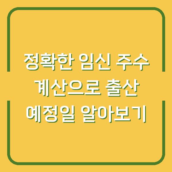 정확한 임신 주수 계산으로 출산 예정일 알아보기