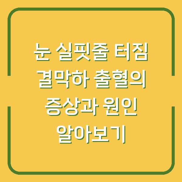 눈 실핏줄 터짐 결막하 출혈의 증상과 원인 알아보기