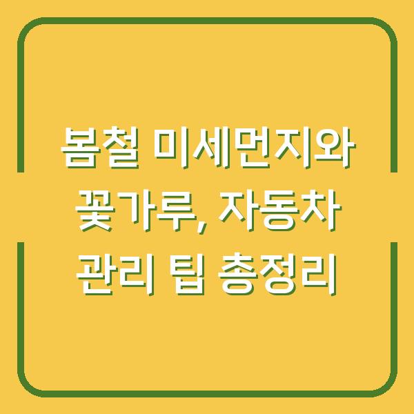 봄철 미세먼지와 꽃가루, 자동차 관리 팁 총정리