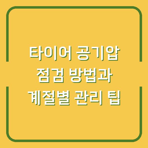 타이어 공기압 점검 방법과 계절별 관리 팁