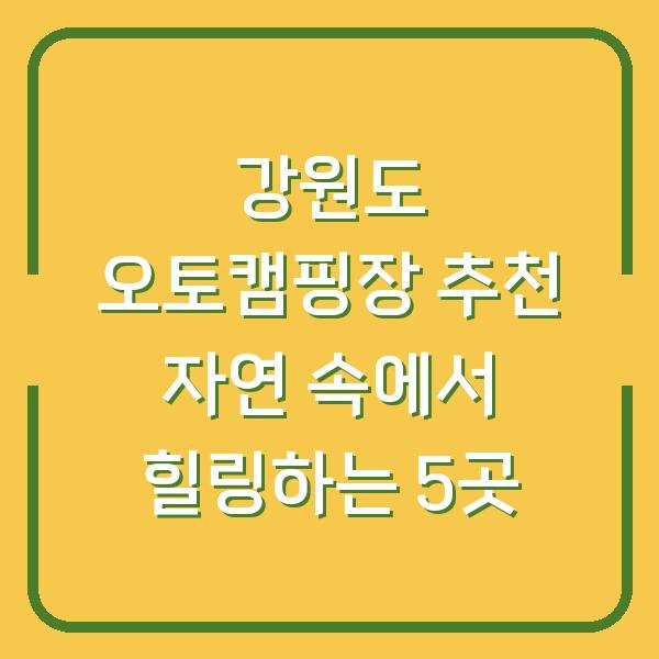 강원도 오토캠핑장 추천 자연 속에서 힐링하는 5곳