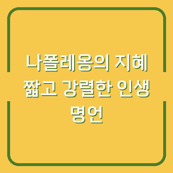 나폴레옹의 지혜 짧고 강렬한 인생 명언