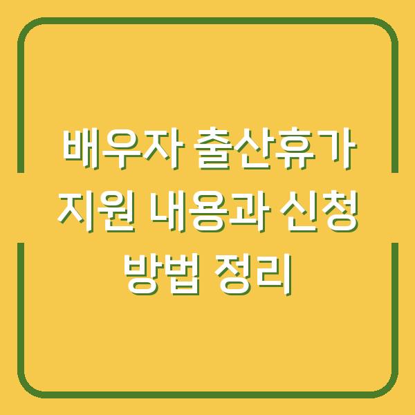 배우자 출산휴가 지원 내용과 신청 방법 정리