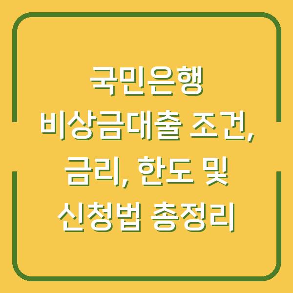 국민은행 비상금대출 조건, 금리, 한도 및 신청법 총정리