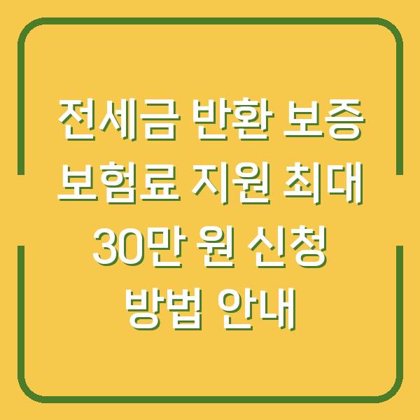 전세금 반환 보증 보험료 지원 최대 30만 원 신청 방법 안내