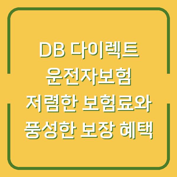 DB 다이렉트 운전자보험 저렴한 보험료와 풍성한 보장 혜택