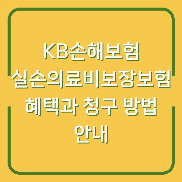 KB손해보험 실손의료비보장보험 혜택과 청구 방법 안내