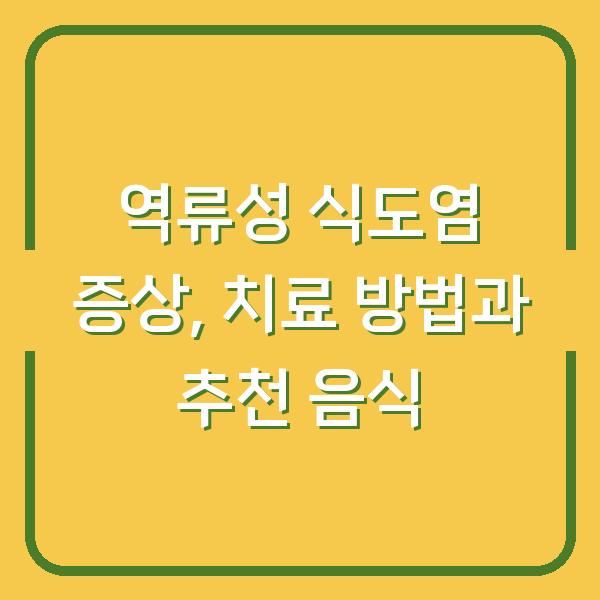 역류성 식도염 증상, 치료 방법과 추천 음식