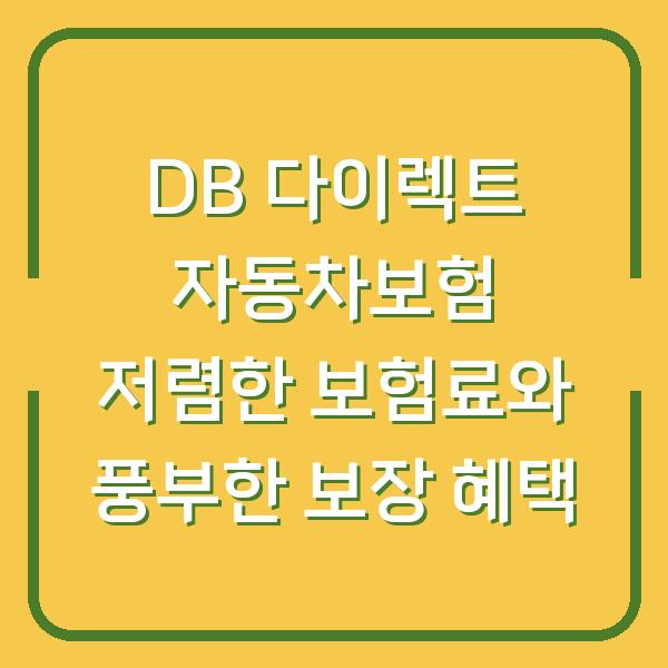 DB 다이렉트 자동차보험 저렴한 보험료와 풍부한 보장 혜택