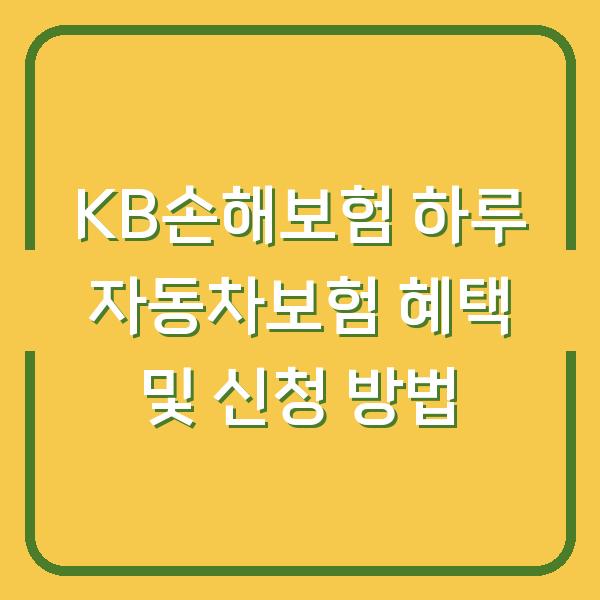 KB손해보험 하루 자동차보험 혜택 및 신청 방법